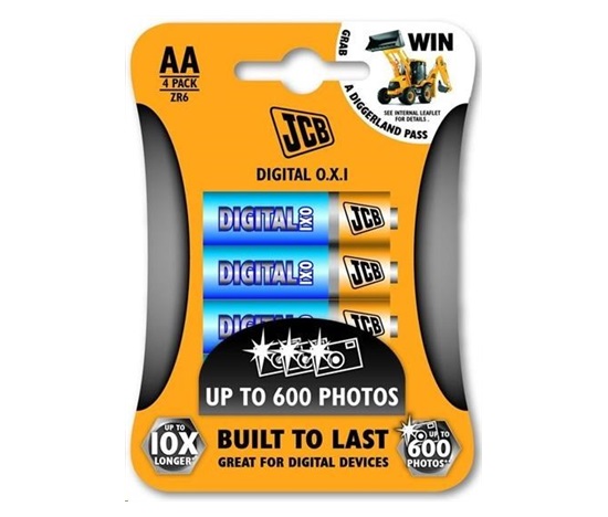 JCB OXI DIGITAL alkalická baterie LR06, blistr 4 ks