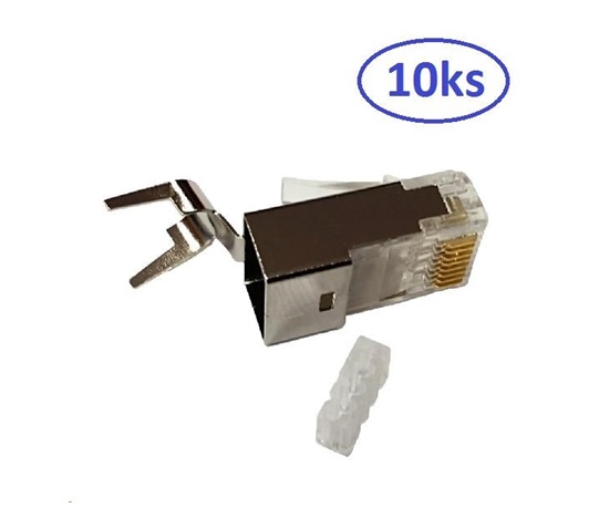 Konektor STP RJ45 (8p8c), Cat6A, 50µm, skládaný, drát - 10 ks