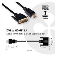 Club3D Kabel DVI-D na HDMI 1.4 (M/M), 2m