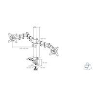 ARCTIC stolní držák Z2 Pro (Gen3) pro 2x LCD do 34", nosnost 2x15kg, 4x USB HUB, černý (black)