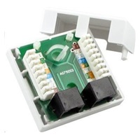 Zásuvka UTP 2x RJ45 Cat5E, duální svorkovnice, na omítku