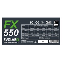 EVOLVEO FX 550 , zdroj 550W ATX, 14cm, tichý, 80+, bulk, záruka 3 roky