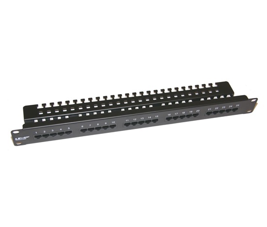 19" Patch panel LEXI-Net telefonní 25port, UTP, Cat3, krone, černý