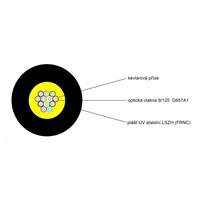 Optický kabel LEXI-Net DROP FTTx, 12x 9/125 SM, G.657A1, LS0H, černý, cívka 1km