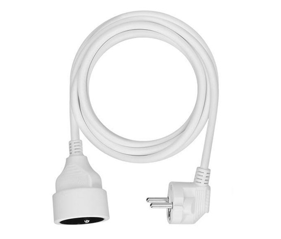 Solight prodlužovací přívod - spojka, 1 zásuvka, 3m, 3 x 1mm2, bílá