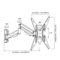 Otočný, sklopný, délkově a výškově stavitelný držák Tv Fiber Mounts AX784