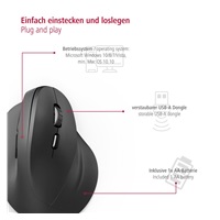 Hama vertikální ergonomická bezdrátová myš EMW-500, 6 tlačítek, černá