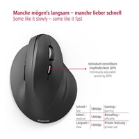 Hama vertikální ergonomická bezdrátová myš EMW-500, 6 tlačítek, černá