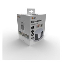 Solight výsuvný blok zásuvek, 3 zásuvky, 2x USB, kruhový tvar nízký, prodlužovací přívod 1,5m, 3 x 1mm2, stříbrný