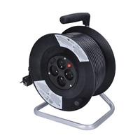 Solight prodlužovací přívod na bubnu, 4 zásuvky, 50m, černý kabel, 3x 1,5mm2