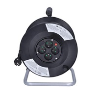 Solight prodlužovací přívod na bubnu, 4 zásuvky, 50m, černý kabel, 3x 1,5mm2