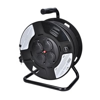 Solight prodlužovací přívod na bubnu, 4 zásuvky, venkovní, 50m gumový kabel, 3x 1,5mm2, IP44