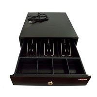 Virtuos pokladní zásuvka mikro EK-300C, 9V-24V, s kabelem 24V, pořadač 3/4, černá