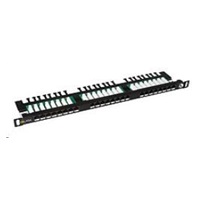 Patch panel Solarix 24xRJ45 CAT5E UTP z wsponikiem czarny 0,5U