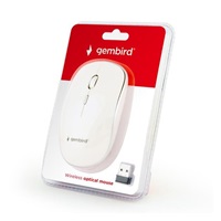 GEMBIRD myš MUSW-4B-01, bílá, bezdrátová, USB nano receiver