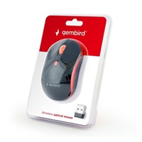 GEMBIRD myš MUSW-4B-03-R, černo-červená, bezdrátová, USB nano receiver