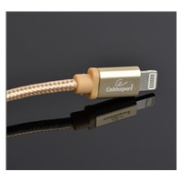 GEMBIRD Kabel USB 2.0 Lightning (IP5 a vyšší) nabíjecí a synchronizační kabel, opletený, 1,8m, zlatý, blister