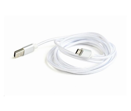 GEMBIRD Kabel USB A Male/Micro B Male 2.0, 1,8m, opletený, stříbrný, blister