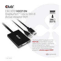 Club3D Adaptér aktivní DisplayPort na Dual Link DVI-D, USB napájení, 60cm, HDCP ON