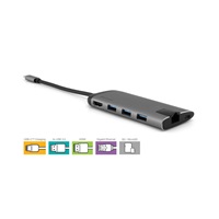 VERBATIM Dokovací stanice USB-C 7v1, 1xHDMI, 1xUSB-C, 3xUSB, 1xRJ45, čtečka SD karet, šedá