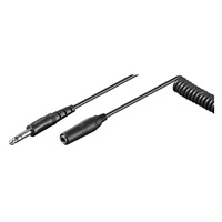 PREMIUMCORD Kabel prodlužovací audio Jack 6,3mm M/F spirálový 1m - 5m