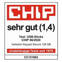 VERBATIM USB 3.0 Drive 128 GB - Keypad Secure (R:160/W:150 MB/s) GDPR