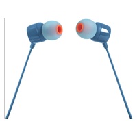 JBL T110 Black špuntová sluchátka, 3,5 mm jack, mikrofon, modrá