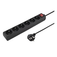 PREMIUMCORD Prodlužovací přívod 230V 5m 6 zásuvek + vypínač, černý
