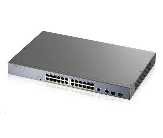 Zyxel GS1350-26HP 26 Port smart managed CCTV PoE switch, long range, 375W, 24x GbE, 2x combo RJ45/SFP