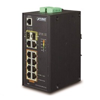Planet switch IGS-5225-8P2T2S, PoE 8x 1000Base-T, 2x SFP, L2, SNMPv3, ONVIF, -40 až 75°C, 2x DC, IP30, 802.3at 240W