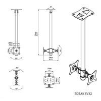Stropní držák na 2 Tv monitory Edbak SV32