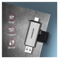 AXAGON CRE-SAC, USB3.2 Gen 1 Type-C + Type-A zewnętrzny czytnik kart SD/microSD