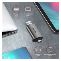 AXAGON CRE-SAC, USB3.2 Gen 1 Type-C + Type-A zewnętrzny czytnik kart SD/microSD