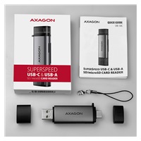 AXAGON CRE-SAC, USB3.2 Gen 1 Type-C + Type-A zewnętrzny czytnik kart SD/microSD