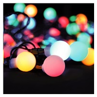 Solight LED 2v1 venkovní vánoční řetěz, koule, dálkový ovladač, 100LED, RGB+bílá, 10m+5m, 8 funkcí, IP44
