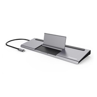 PREMIUMCORD Dokovací stanice USB-C 8v1, 1xDP, 1xHDMI, 1xVGA, 1xUSB-C, 3xUSB, 1xRJ45, šedá