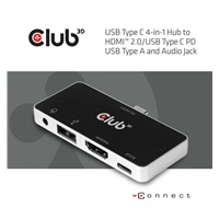 Club3D Dokovací stanice pro mobilní telefony USB-C 4v1, 1xHDMI, 1xUSB-C, 1xUSB, 1x3.5mm, černá
