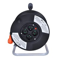 Solight prodlužovací přívod na bubnu, 4 zásuvky, 25m, oranžový kabel, 3x 1,5mm2