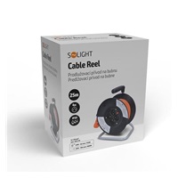 Solight prodlužovací přívod na bubnu, 4 zásuvky, 25m, oranžový kabel, 3x 1,5mm2