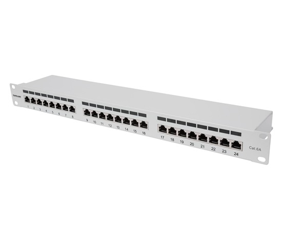 Intellinet Patch panel 24 port Cat6A, stíněný FTP, šedý