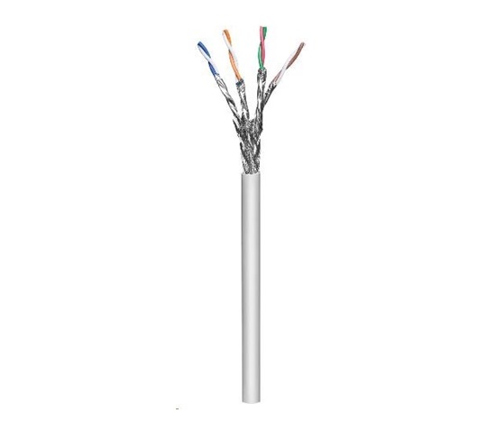 Intellinet S/FTP kabel, Cat6a, drát 100m, 23AWG, LSZH, šedý