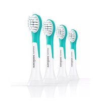 Philips HX6034/33 Sonicare For Kids, náhradní hlavice, pro děti, kompaktní velikost, 4 kusy, nasazovací, aqua