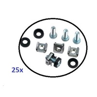 Montážní sada M6 do rozvaděčů - 25ks (100x šroubek + 100x matka + 100x podložka), délka šroubu 20mm