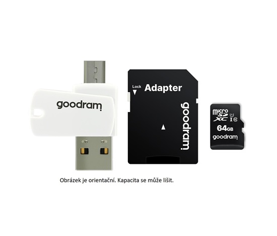 GOODRAM microSDHC karta 32GB M1A4 All-in-one (R:100/W:10 MB/s), UHS-I Class 10, U1 + Adapter + OTG card reader/čtečka
