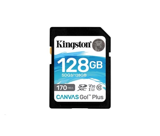 Kingston SDXC karta 128GB Canvas Go! Plus, R:170/W:90MB/s, Class 10, UHS-I, U3, V30