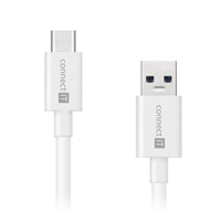 CONNECT IT Wirez USB-C (Type C) -> USB-A, USB 3.1 Gen 1, bílá, 2 m