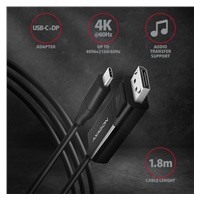 AXAGON RVC-DPC, USB-C -> DisplayPort konwerter / kabel 1.8m, 4K/60Hz