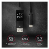 AXAGON RVC-DPC, USB-C -> DisplayPort konwerter / kabel 1.8m, 4K/60Hz