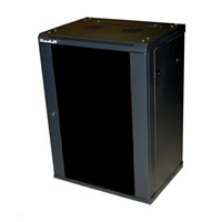 XtendLan 19" nástěnný rozvaděč 12U 600x450, nosnost 60 kg, skleněné kouřové dveře, svařovaný, černý