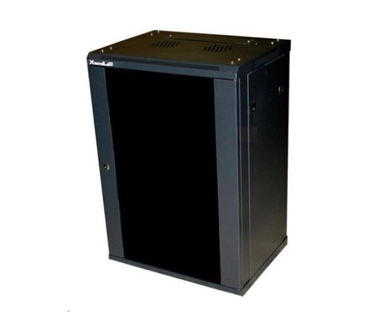 XtendLan 19" nástěnný rozvaděč 15U 600x450, nosnost 60 kg, skleněné dveře, svařovaný, černý
